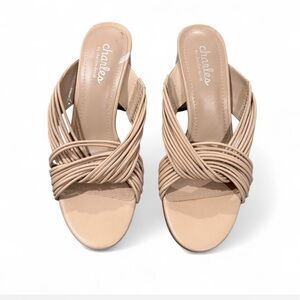 Charles by Charles David Beige Strappy Slide Mules